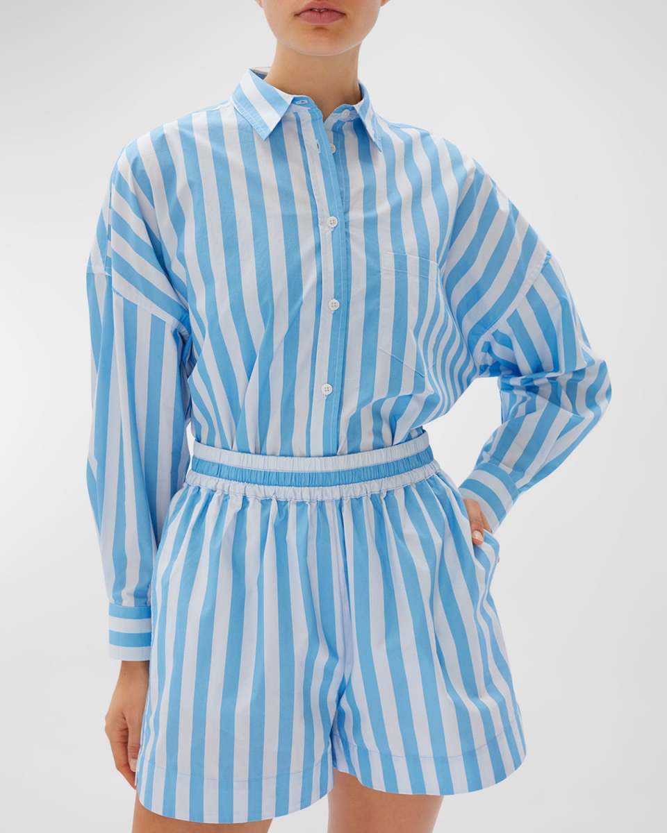 Chiara Cotton Stripe Button-Front Shirt